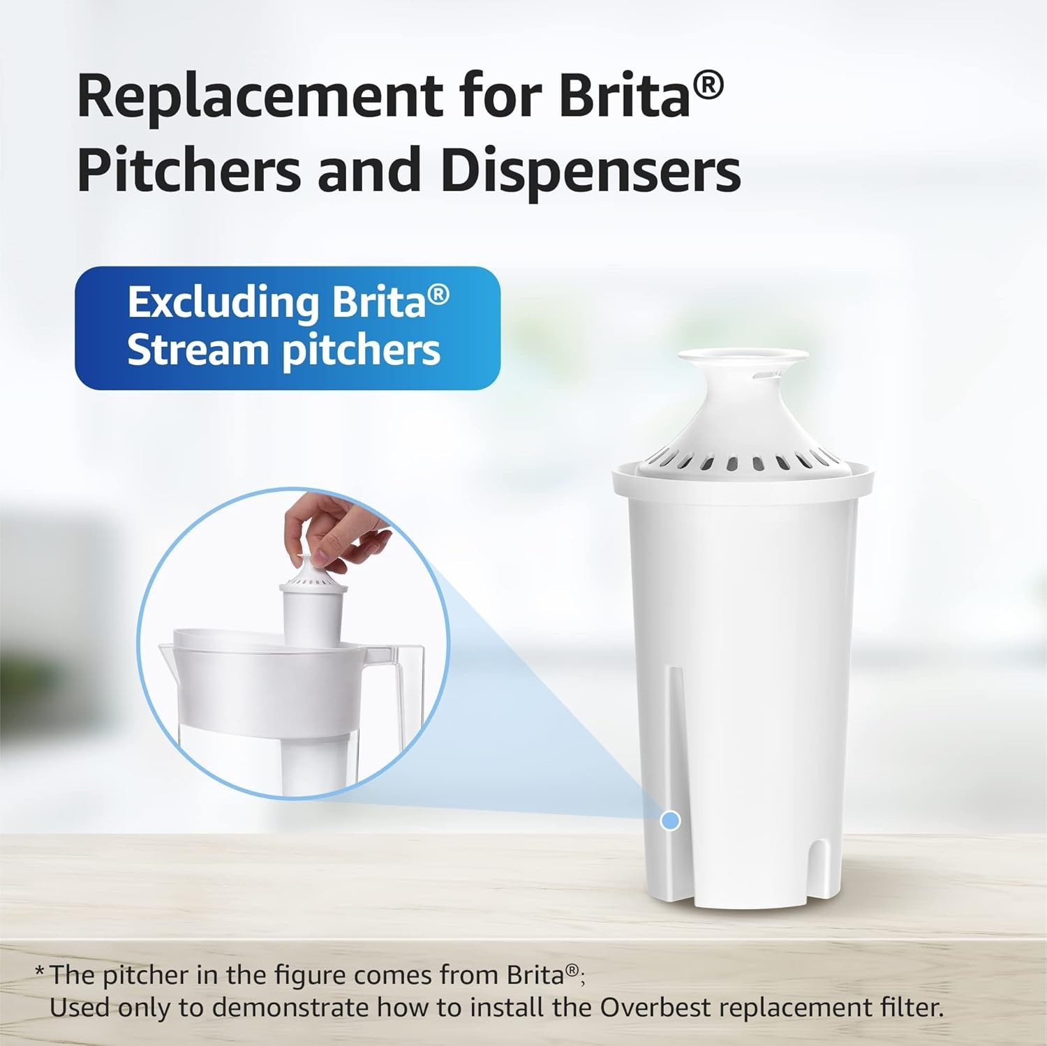 Efficient 3 Count Water Filter Replacement for Brita – 93.9% Chlorine Reduction