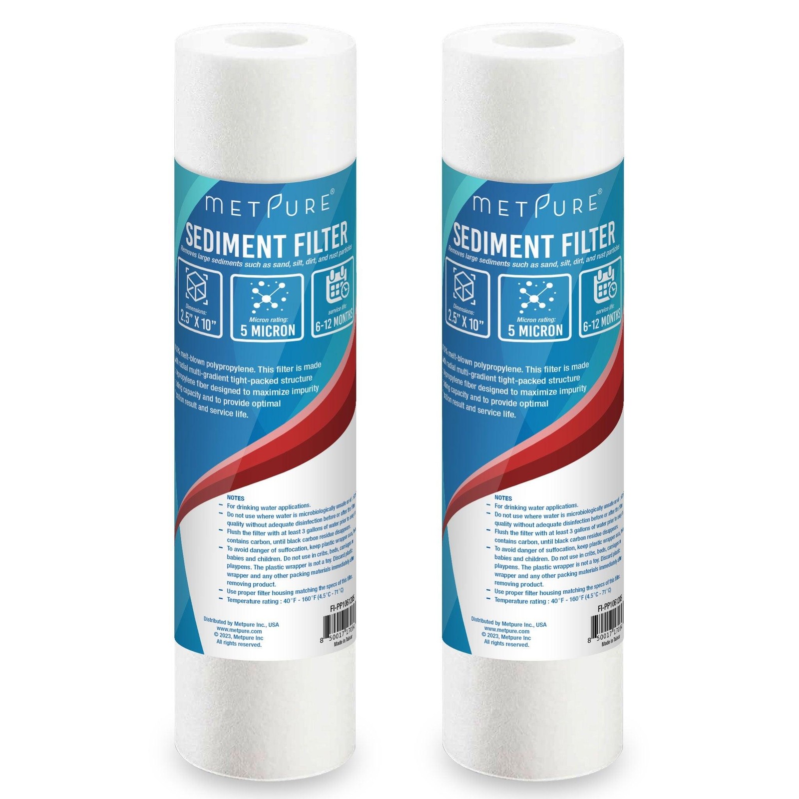 1 to 50 PACK 10″ x 2.5″ PP Sediment Water Filter Cartridges 5 Micron