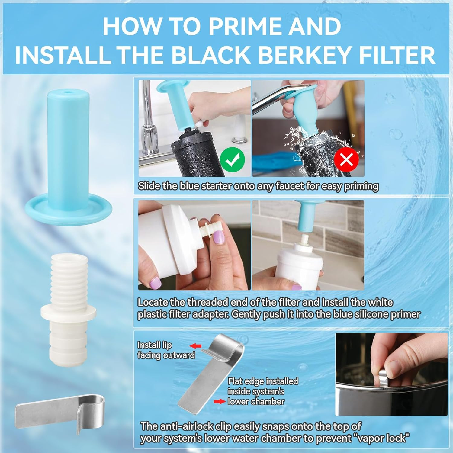 Filter Priming Kit Replacement for Use with Berkey Gravity-Fed Water Filtration