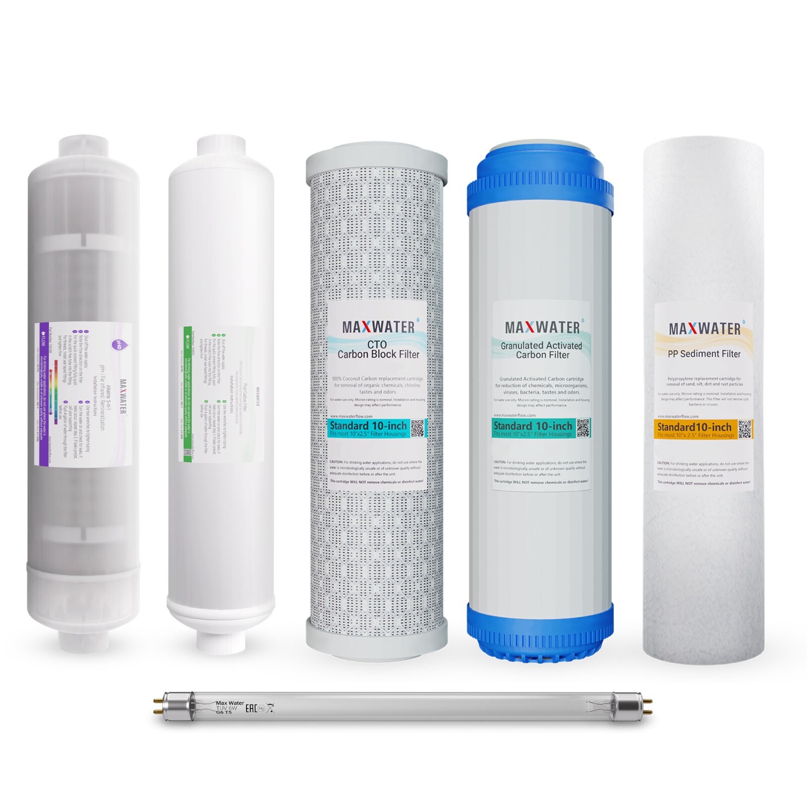11 Stage Reverse Osmosis System Filter Set, 5 in1 Alkaline with UV 2 Pins Lamp