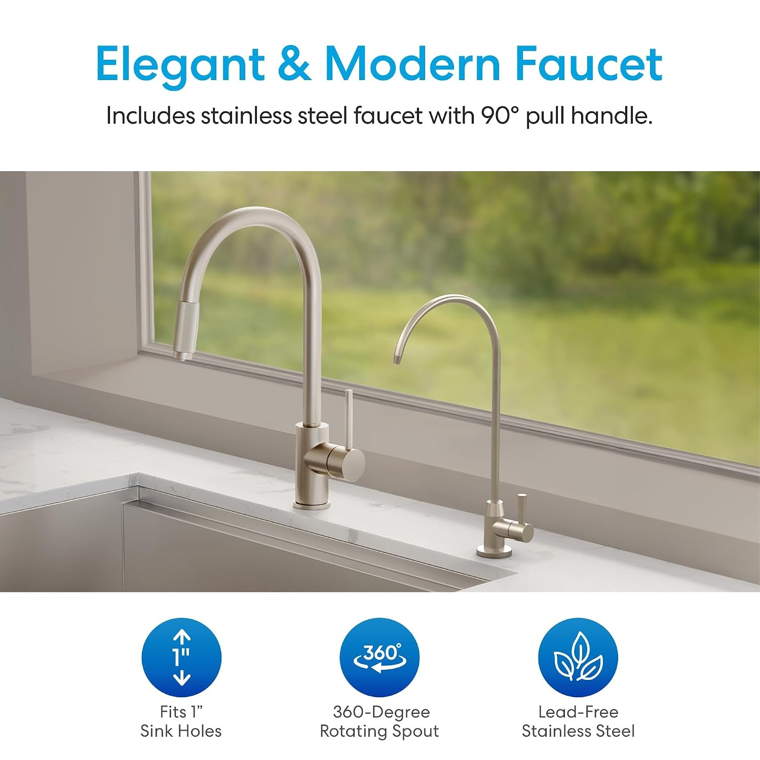 Brio Under Sink Drinking Water Filter 3-Stage 0.5 Micron w/ Faucet System
