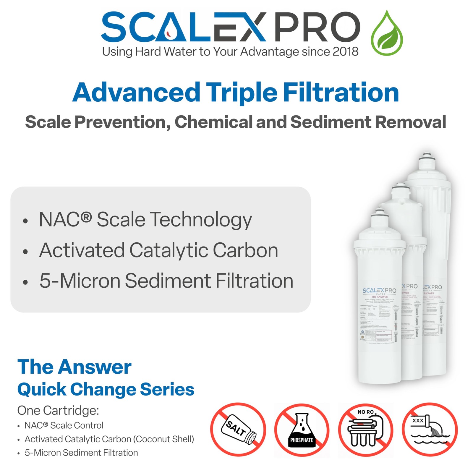 The Answer 10in Hard Water Scale Prevention Filter – Salt-Free NAC Technology…