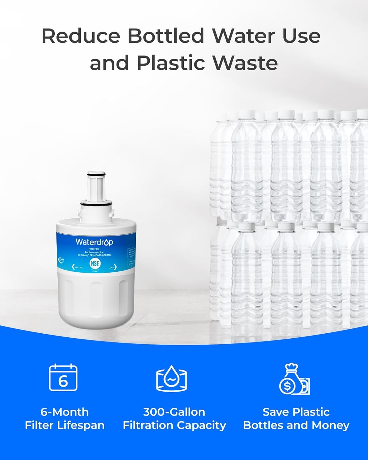 Waterdrop DA29-00003G Water Filter, Replacement for Samsung DA29-00003G,WSS-1(3)