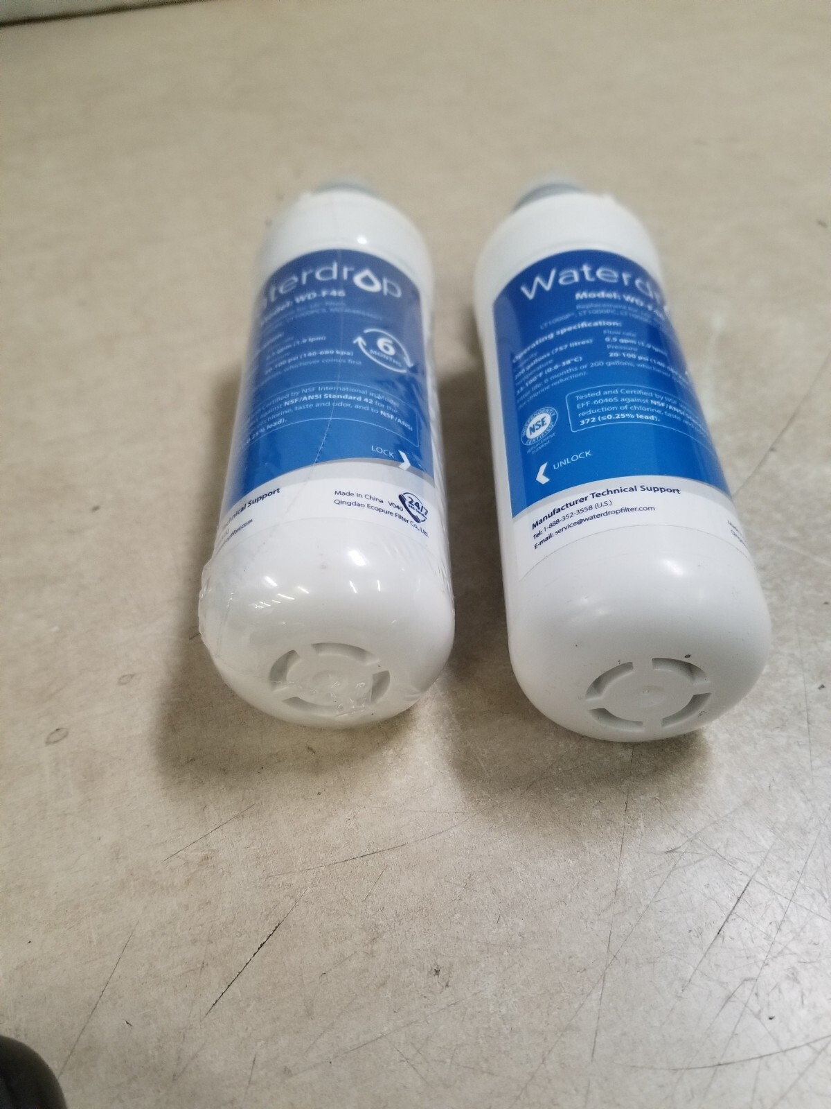 2 PK Waterdrop Replacement Refrigerator Water Filter WD-F46 for LG LT1000 2 Pack