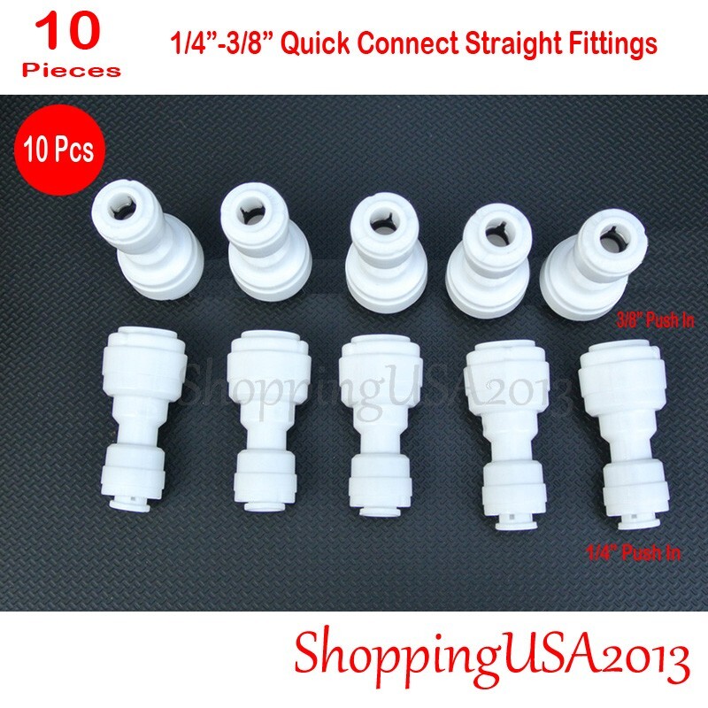 10Pcs 1/4-3/8 Quick Connect Straight Fitting Connector Push In Water Filter