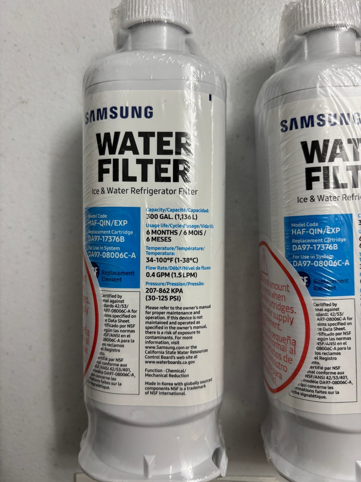 For Samsung Genuine Refrigerator Water Filter HAF-QIN/EXP 2 Pack DA97-17376B