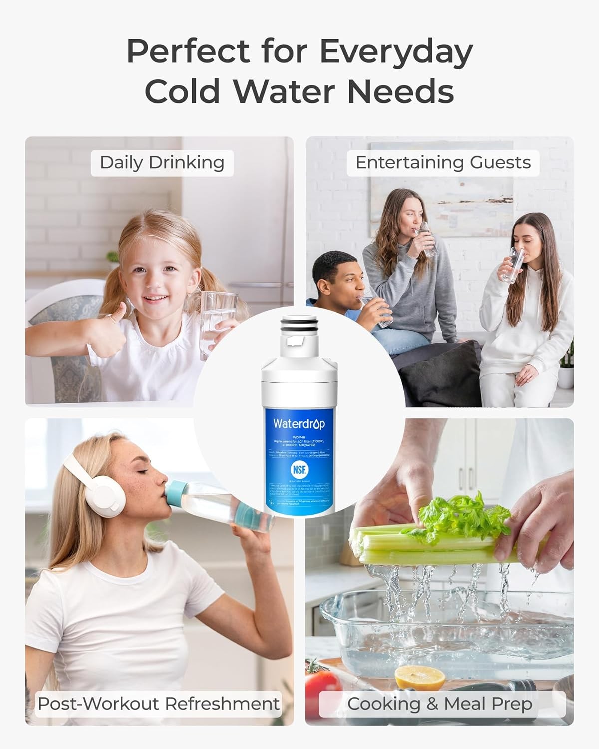 Waterdrop F46A01 Refrigerator Water & Air Filter Replacement for LG® LT1000P®(3)