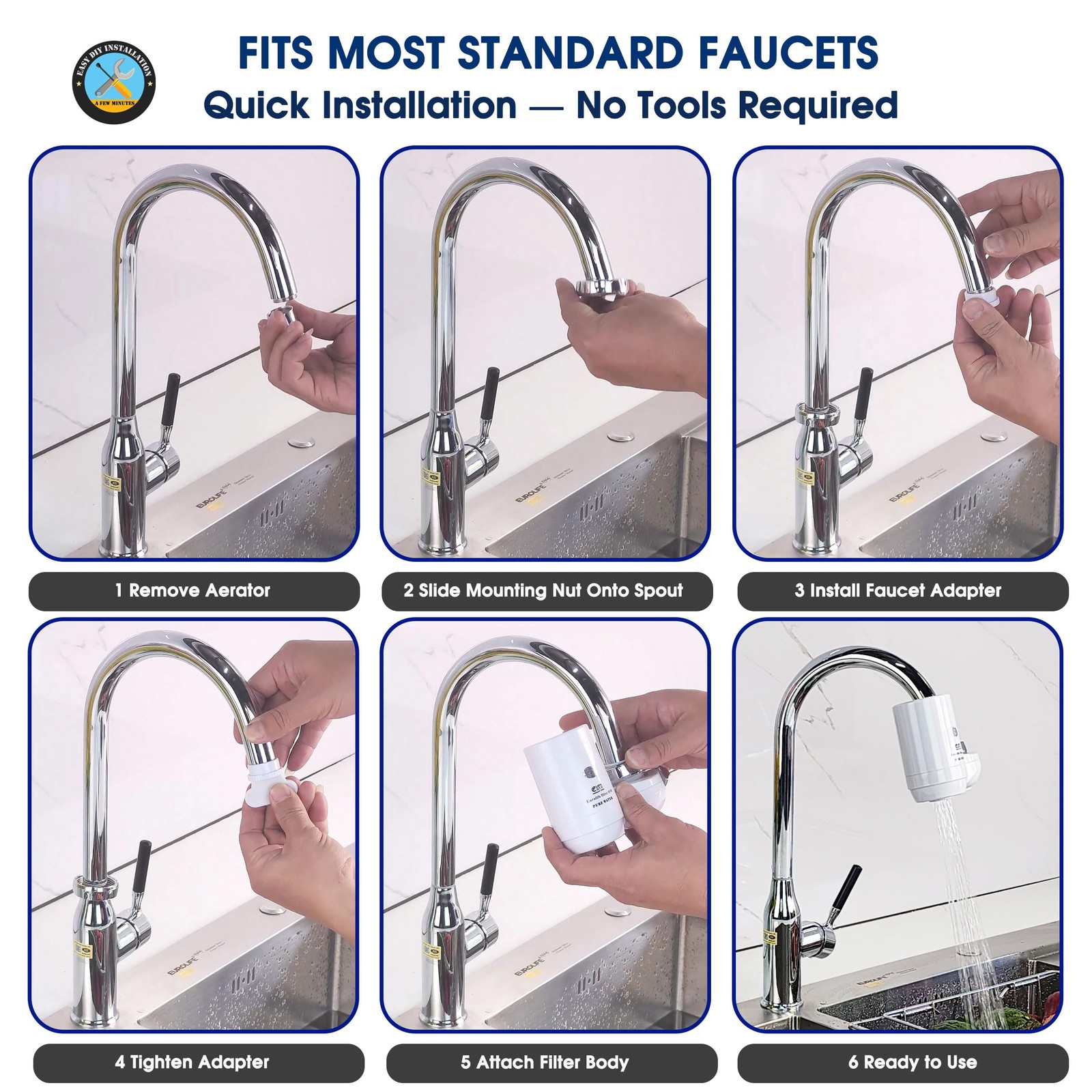 Faucet Mount Water Filtration System, BPA-Free Faucet Water Purifier for Sink…