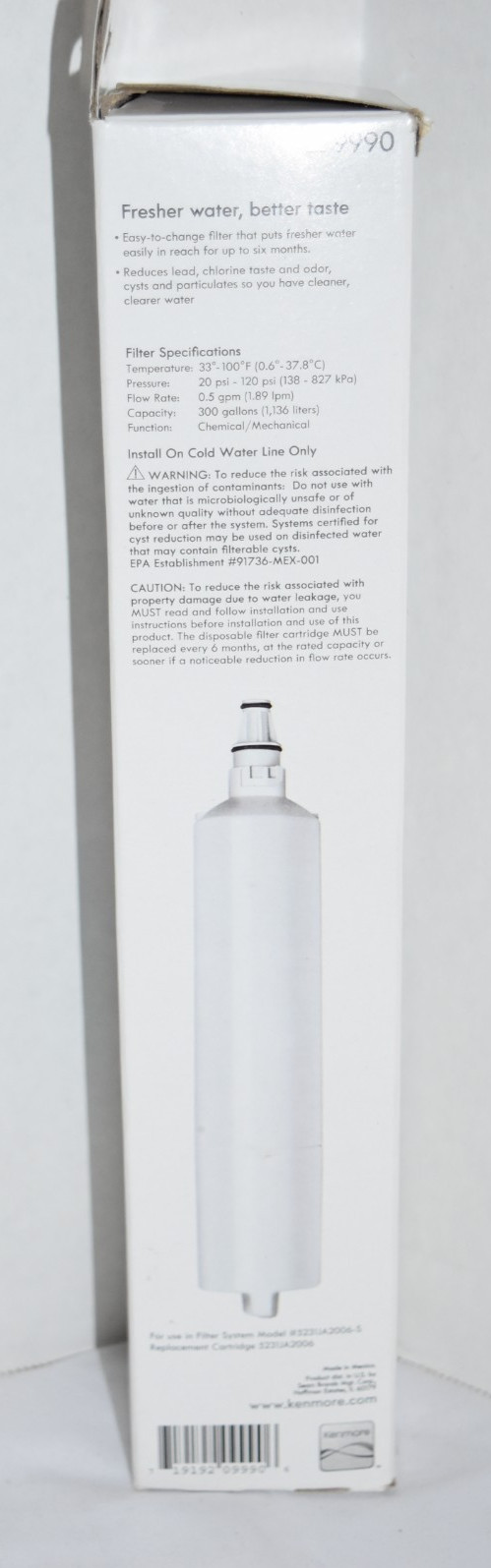1 PACK Kenmore 9990 46-9990 Replacement Refrigerator Water Filter