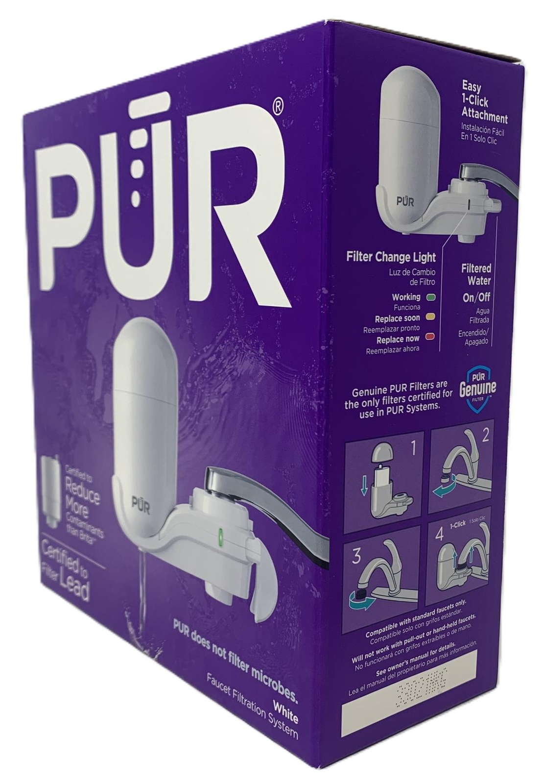 PUR FM3333B Faucet Water Filtration System- Vertical Mount, White, Lead Reducing