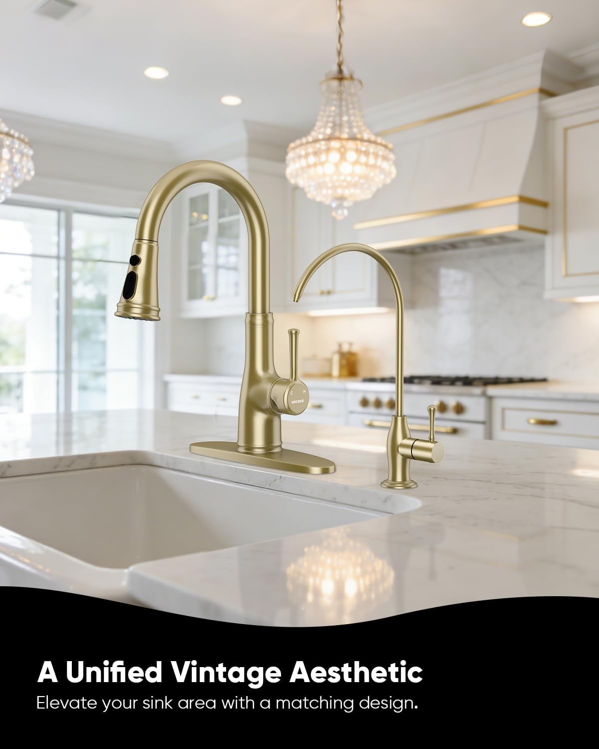 Antique Design Gold Kitchen Faucet: Leak-Resistant Lead-Free Water Filter
