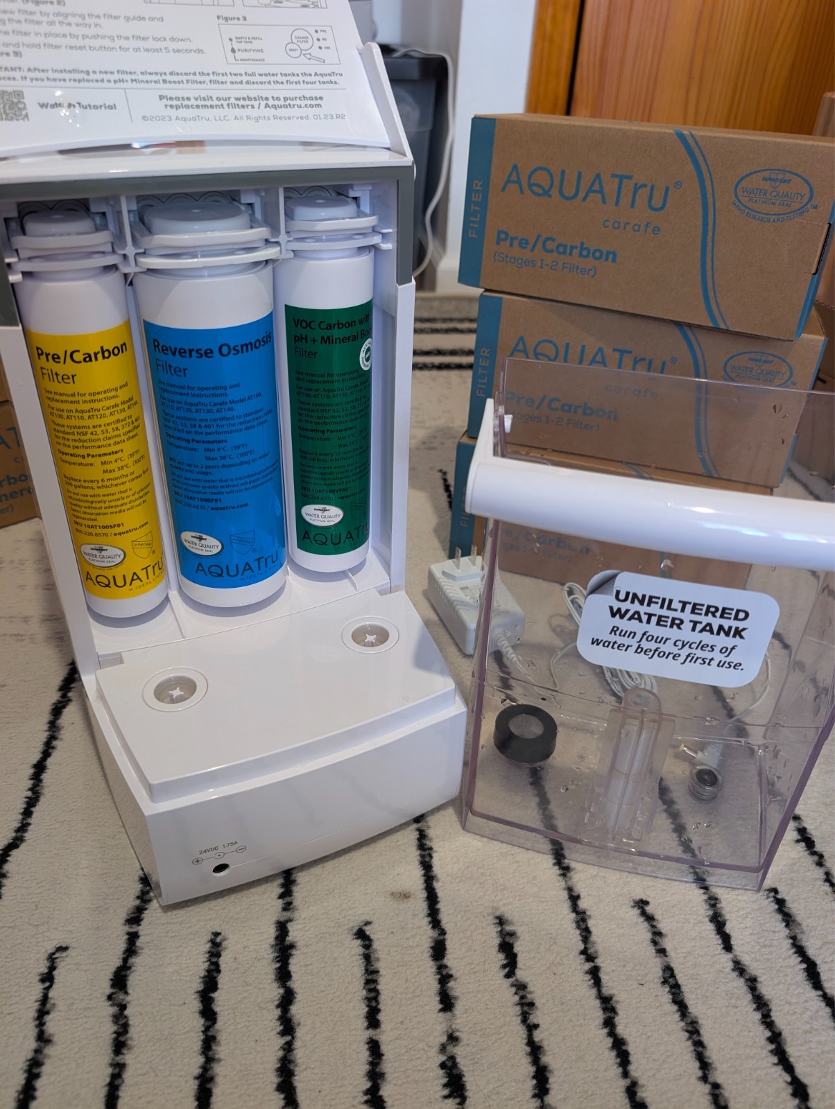 AquaTru Carafe: Reverse Osmosis Water Purifier w/ 5 EXTRA FILTERS (2 YRS)