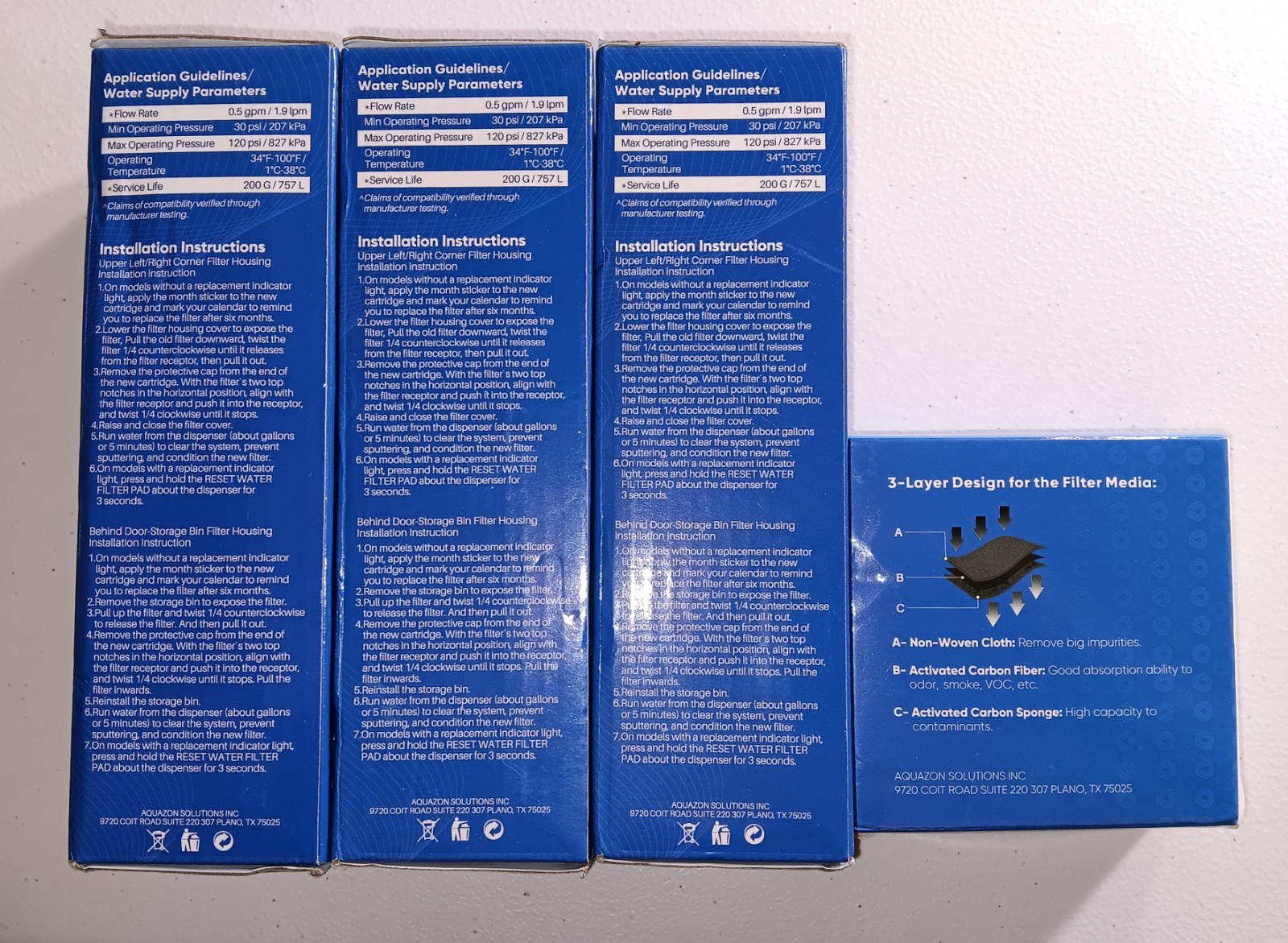 3 Pack PUREPLUS RWF4700AC Refrigerator Water Filter & Air Filter Fit for LG New