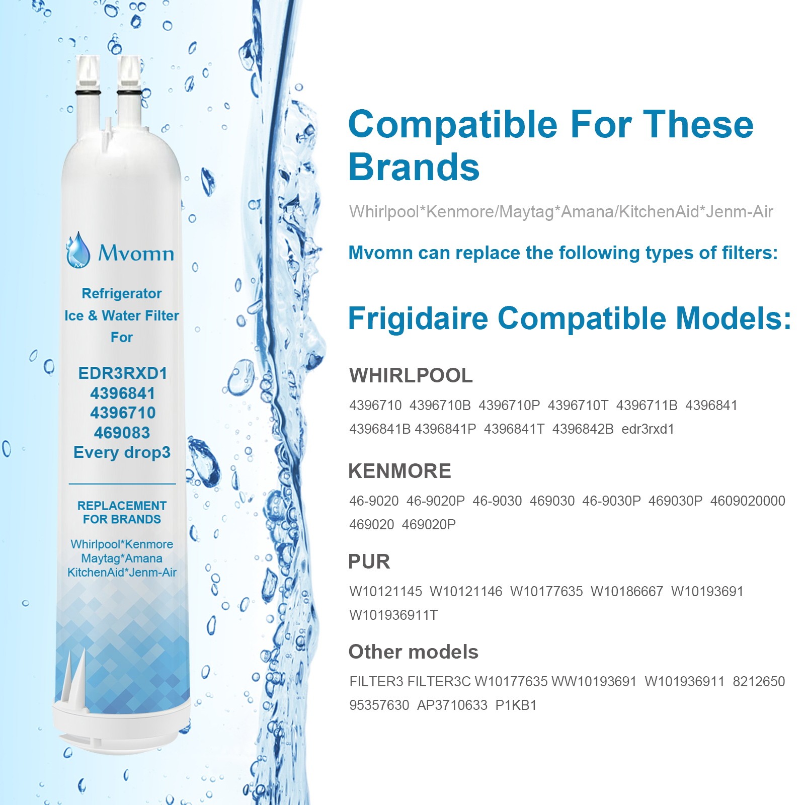 Mvomn Refrigerator Filter, Replacement for Kenmore® 46-9083, 46-9030, 6 Pack