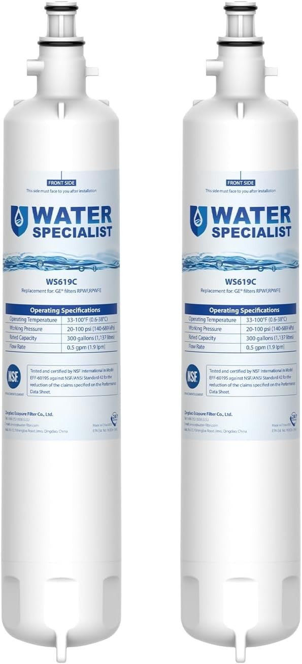 Waterspecialist WS619C Replacement for RPWFE® Refrigerator Water Filters, (2)
