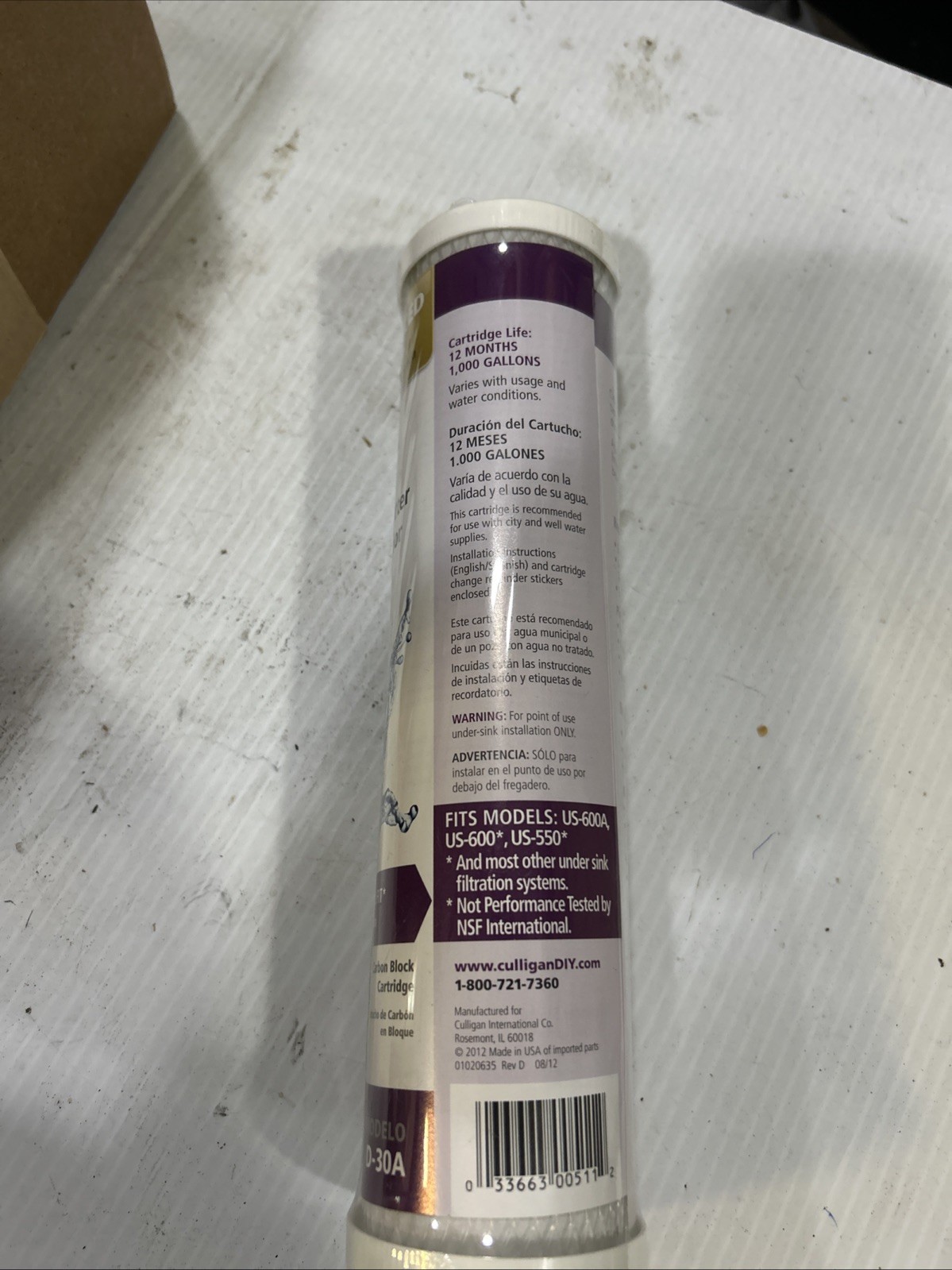 Culligan D-30A Under Sink Drinking Water Replacement Filter Cartridge Universal