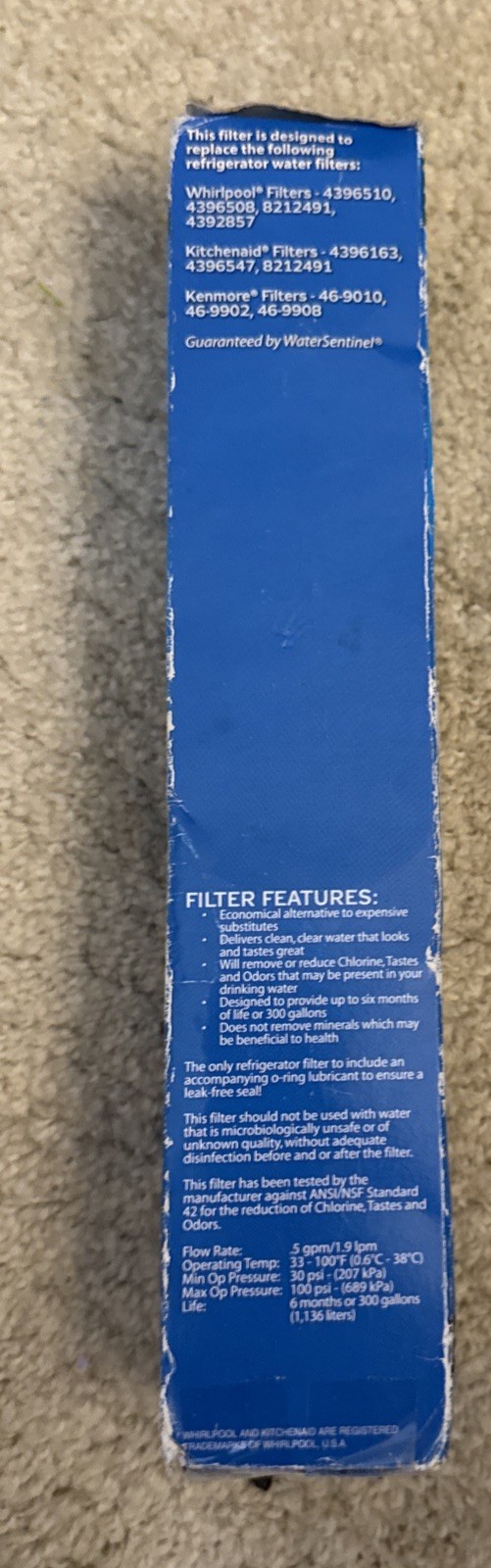 WaterSentinel WSW-2 Refrigerator Replacement Filter for Whirlpool Kenmore
