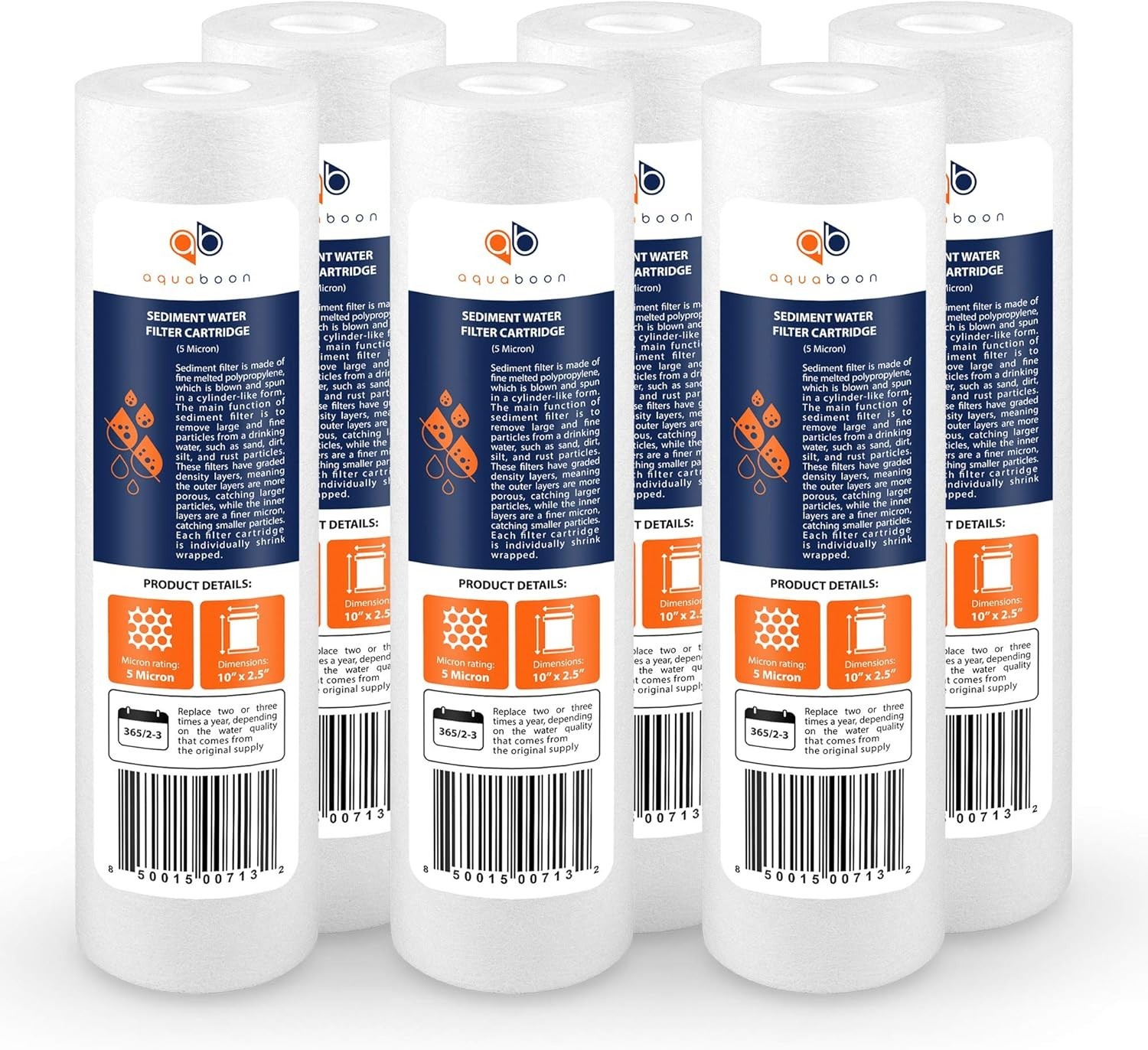 5 Micron Sediment Filter 10×2.5 – 6 Pack Replacement
