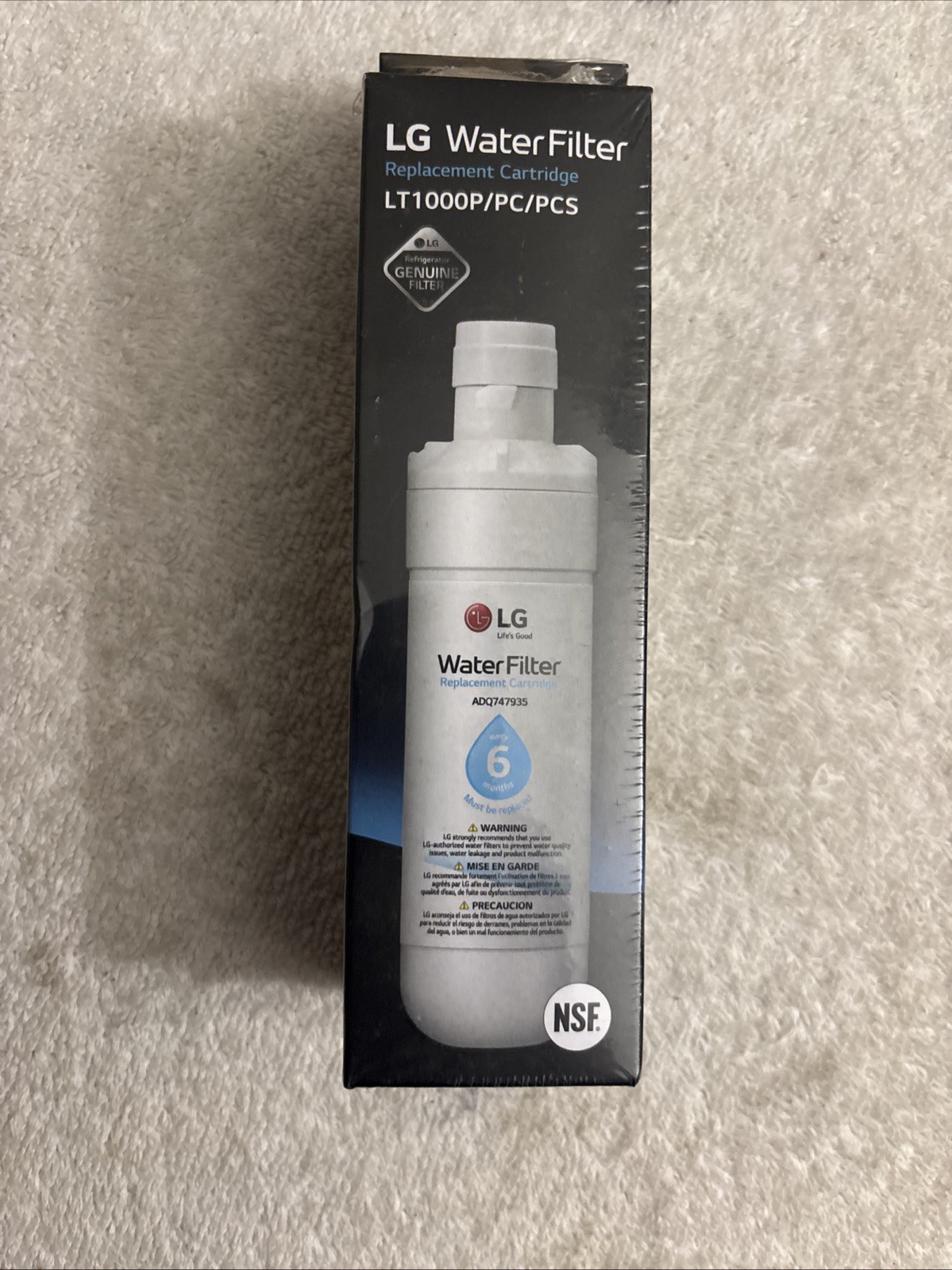 LG Water Filter Replacement Cartridge LT1000P 6 Month 200 Gallon Capacity Sealed