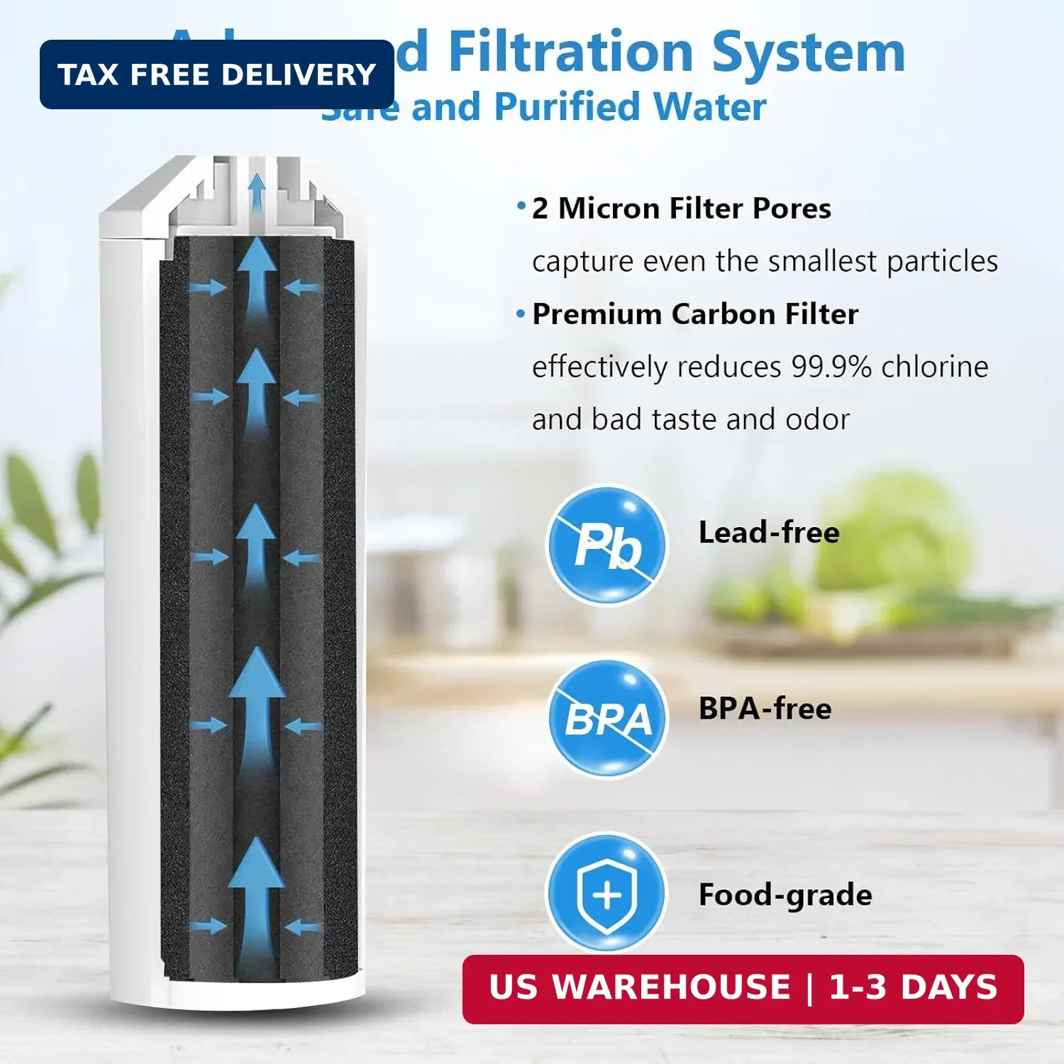 3 Pack ADQ73613401 Refrigerator Water Filter, Compatible with LG LT800P, LT800PC