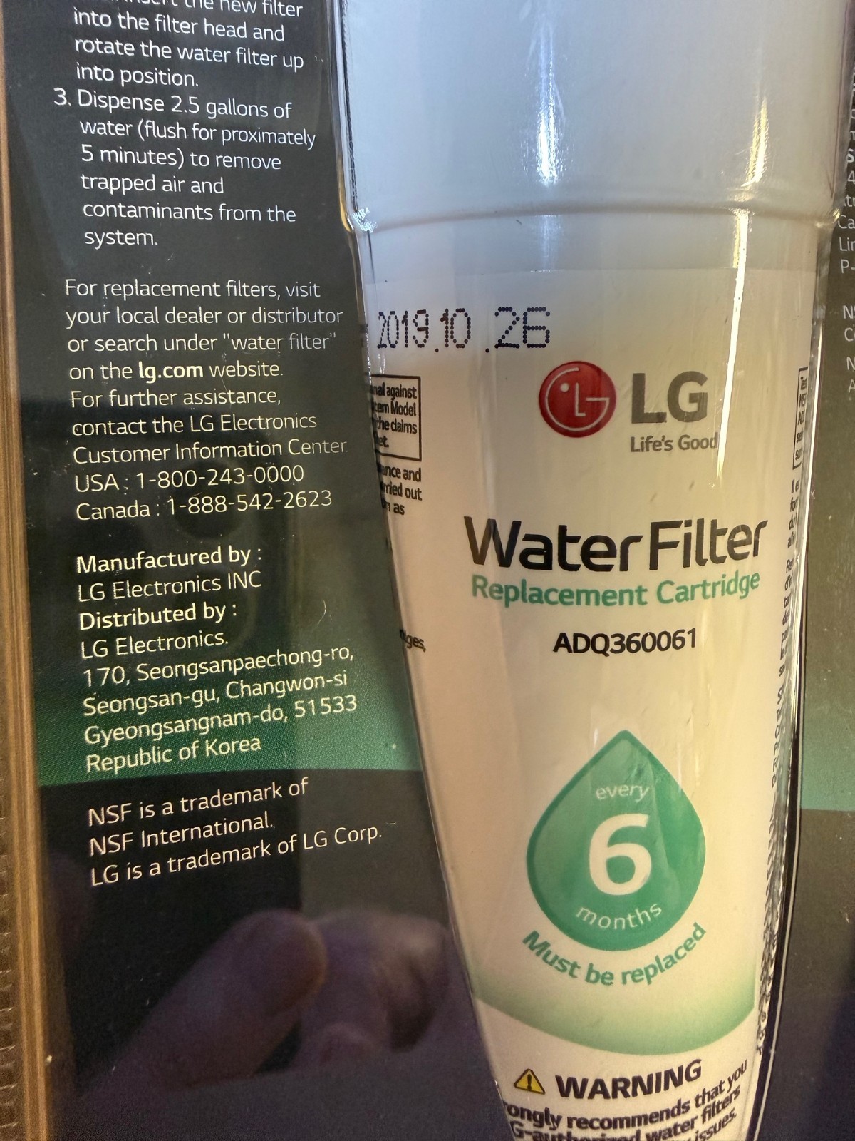 Genuine LG LT700P/PC/PCS Authentic Refrigerator Water Filter ADQ360061 Fridge