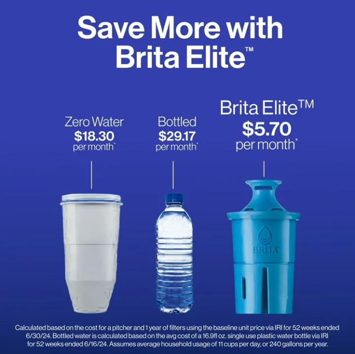 Brita Extra Large Ultramax 27-cup black water dispenser with 1 Elite filter