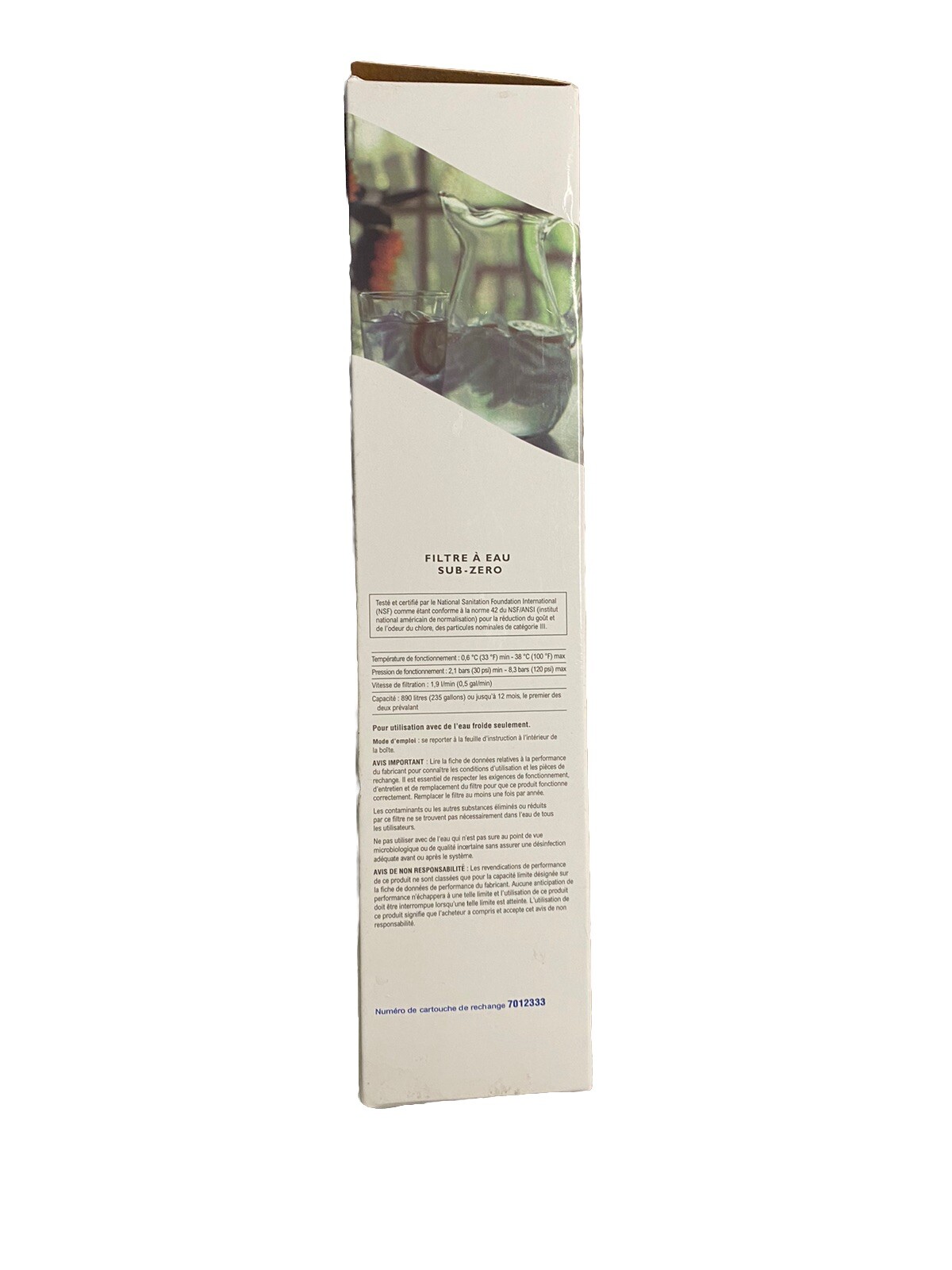 SUB ZERO Water Filter 7012333