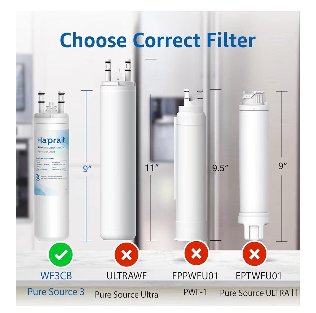 3pk HARPRAIT Water Filter for Frigidaire WF3CB, Cocunut Carbon Filter NEW-OPEN