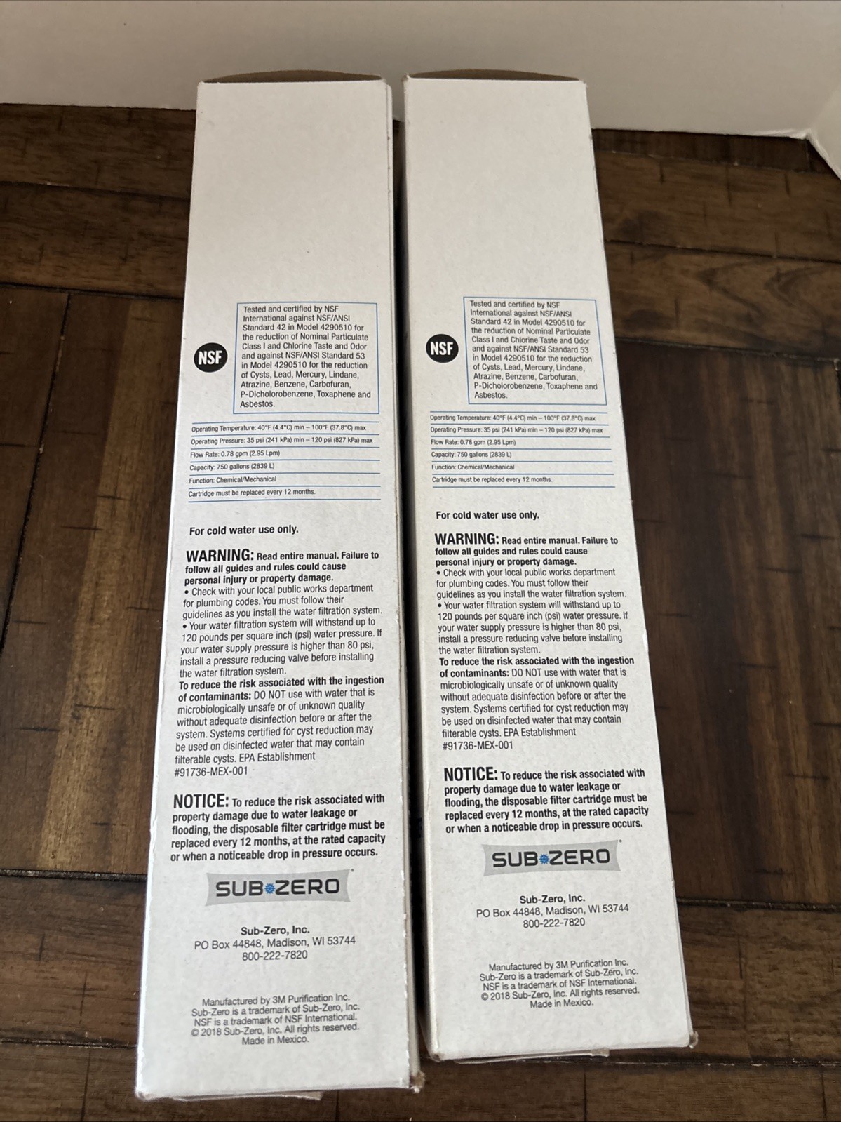 2 PACKS Sub-Zero 4204490 Refrigerator Water Filter White New USA