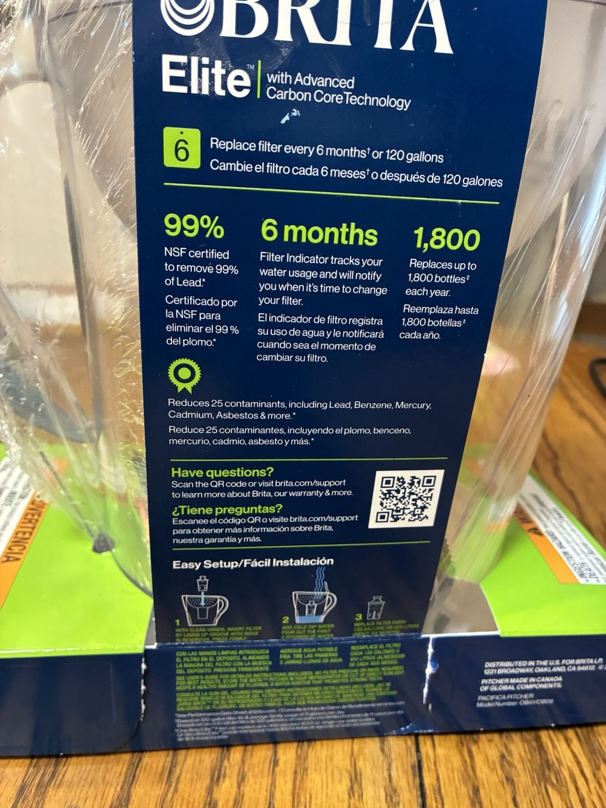 Brita Elite Large 10 Cup Water Filter Pitcher & 6 Month Filter NEW SEALED