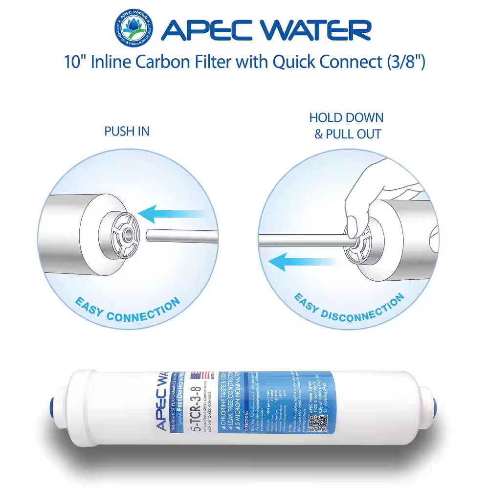 Ultimate 10 In. Inline Carbon Filter with 3/8 In. Quick Connect