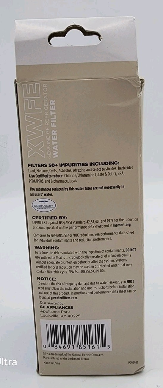 Genuine GE XWFE Refrigerator Water Filter 50+ Impurities No Chip