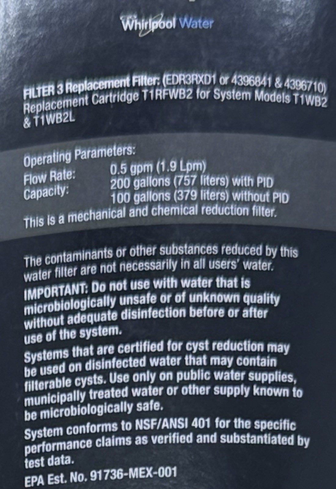 EDR3RXD1 Ice & Water Refrigerator Filter 3 Qty.2 A2