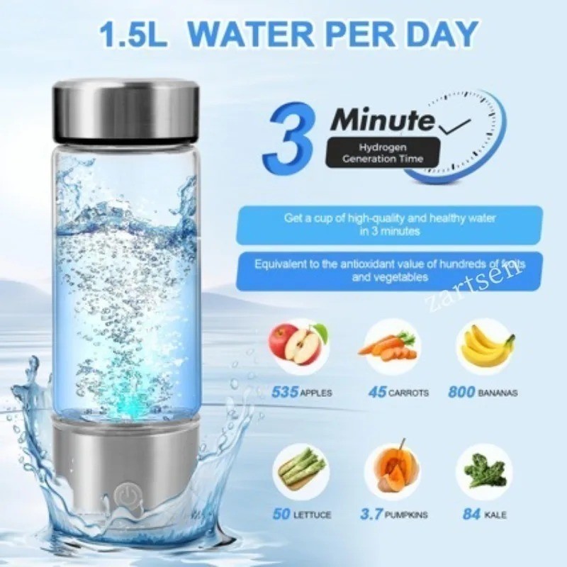 2026 Upgraded Hydrogen Water Bottle, 2400 Hydrogen Water Bottle Generator, Hydro