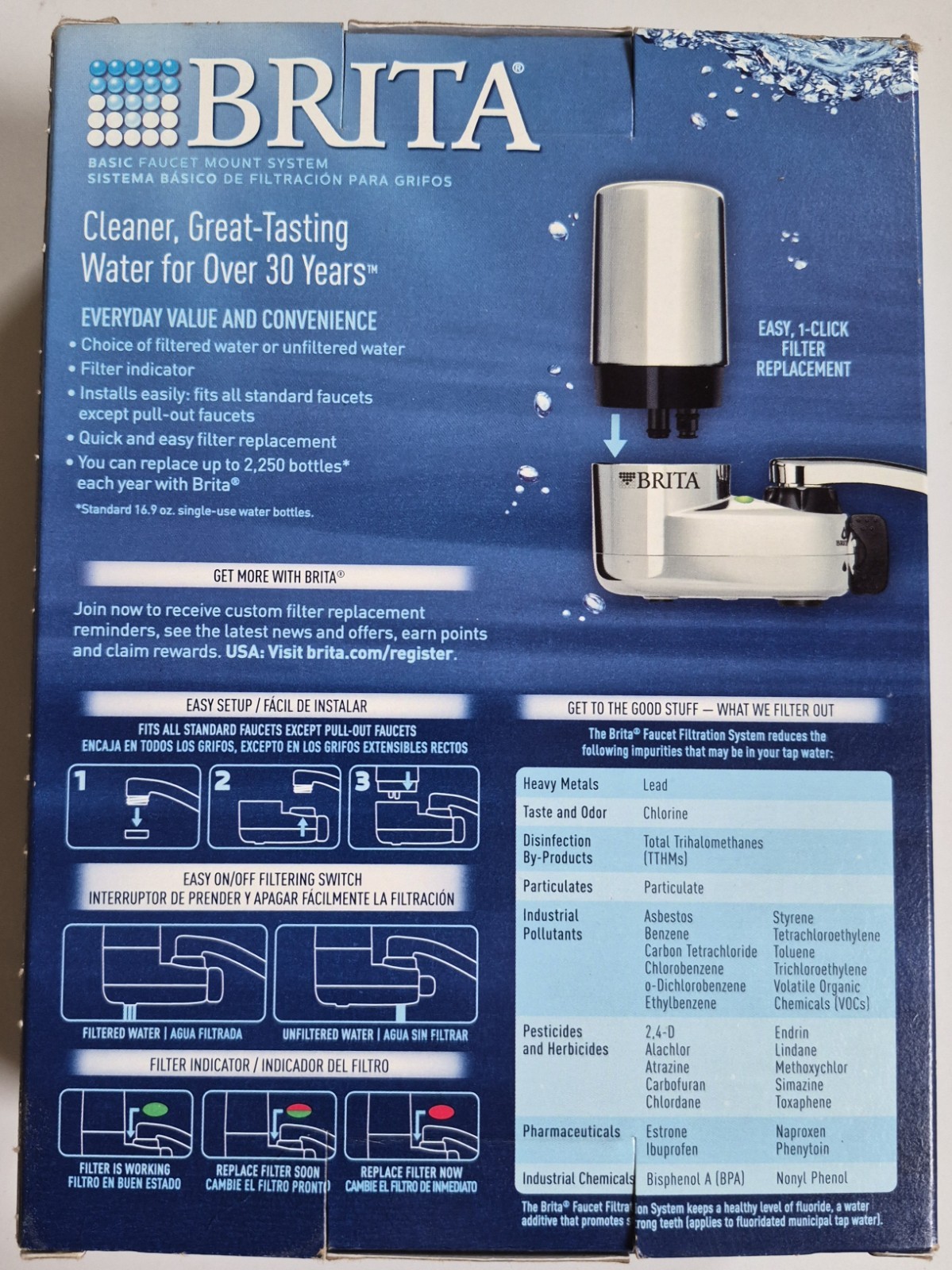 Brita Faucet Mount Water Filter System Chrome, No-Wait Filtration, Easy Install