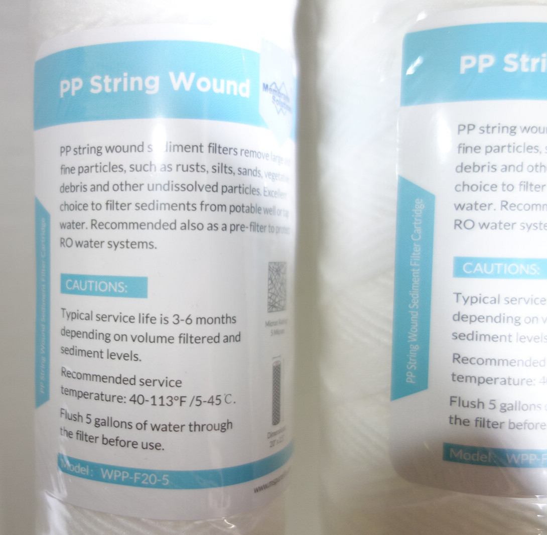 5 Micron 20″x2.5 inch Whole House String Wound Well Water Sediment Filter 6 Pack