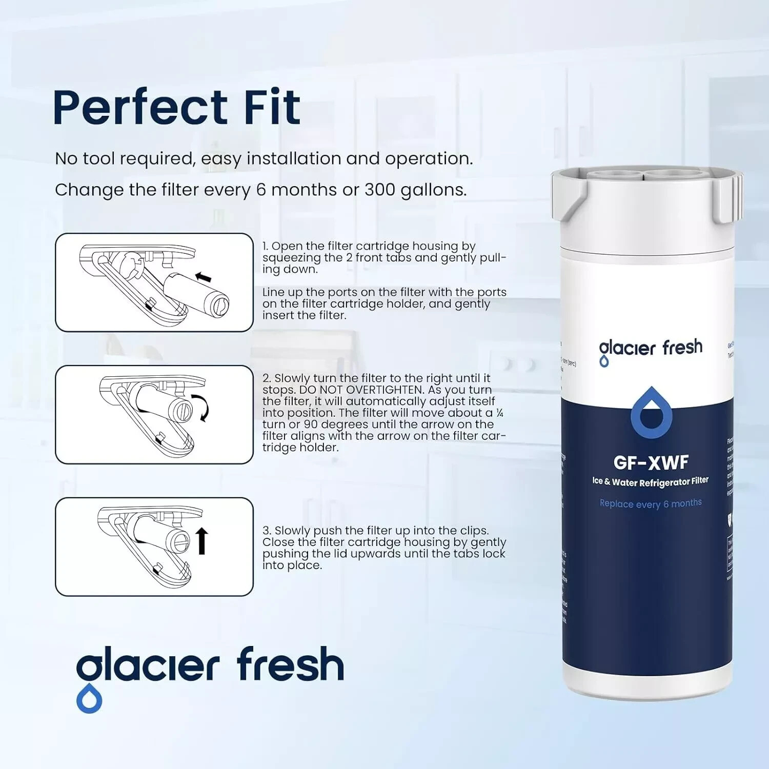 Glacier Fresh XWF Replacement FOR GE XWF Refrigerator Water Filter Pack Of 2