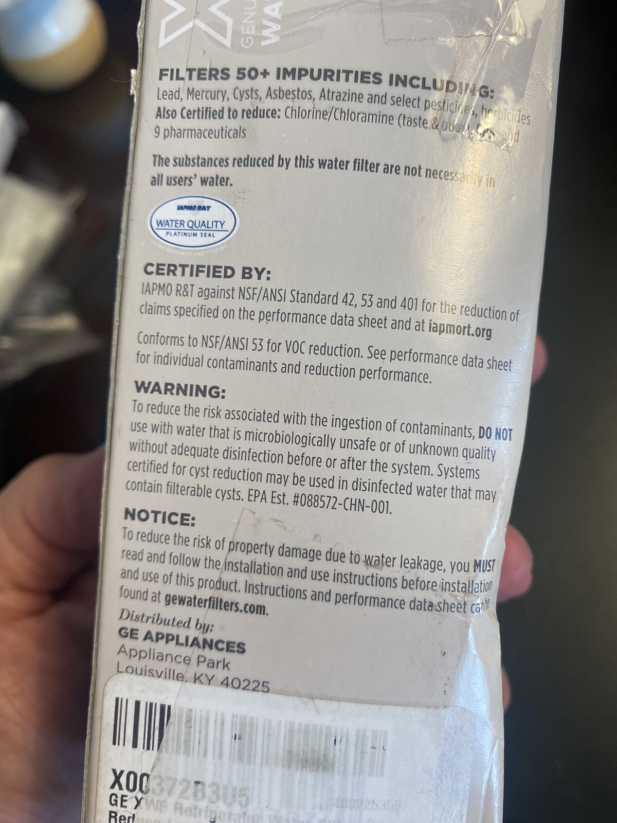 GE Appliances XWF Water Filter – White