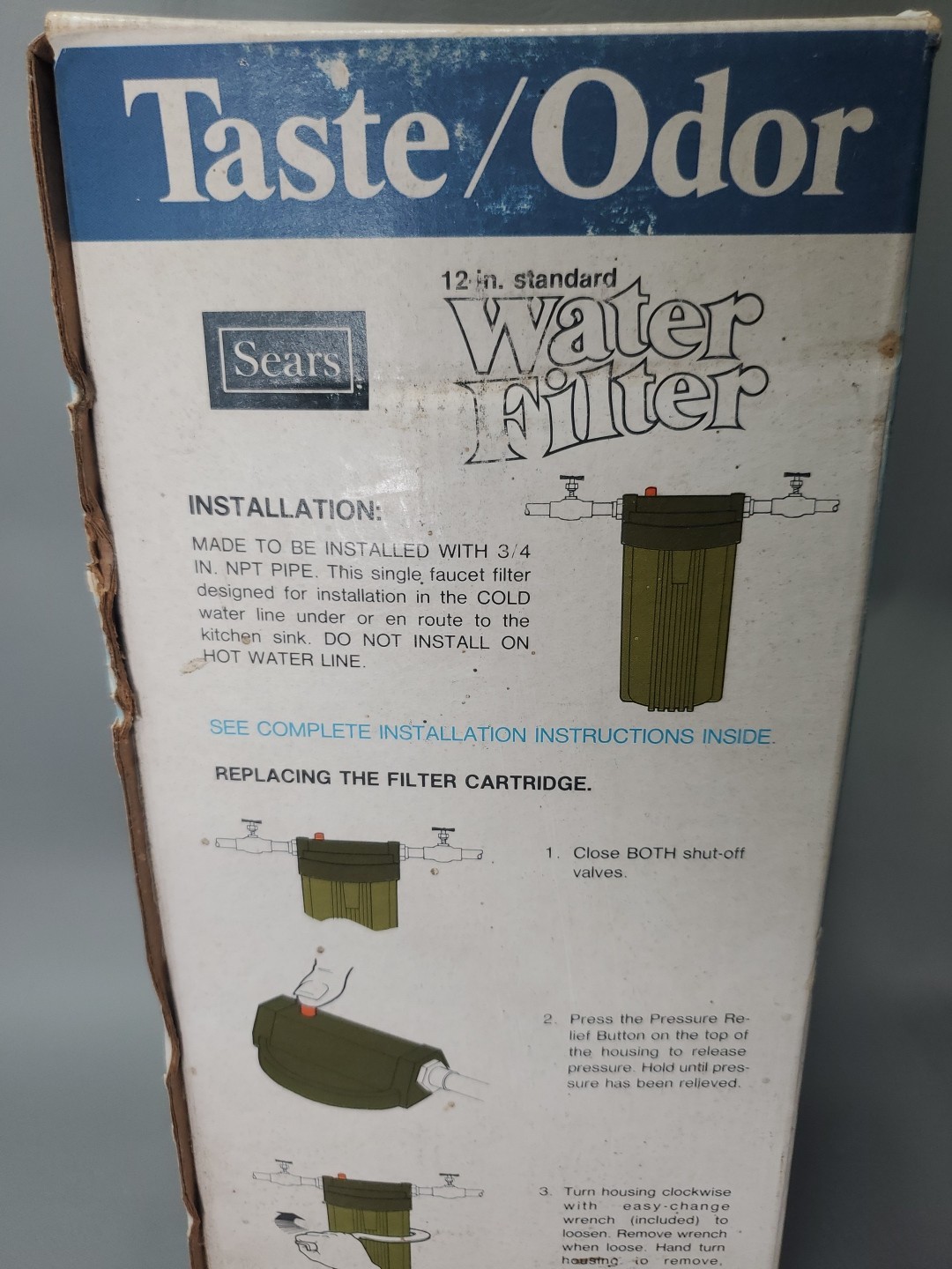 Vintage Sears 12 Inch Standard Water Filter, 423464, New In Box, Retired 1970’s