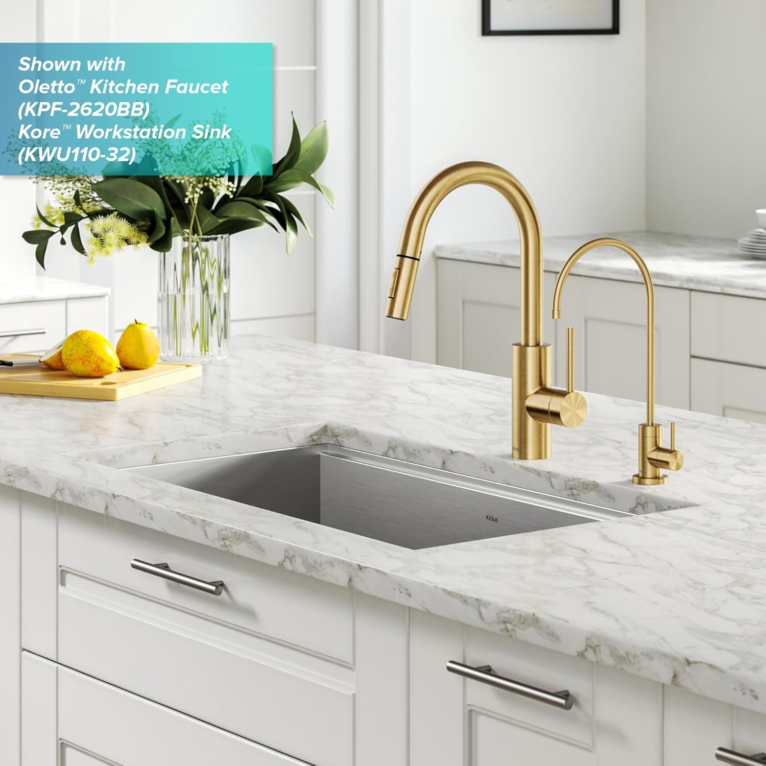 Kitchen Water Filter Faucet Brass 12-in Lead-Free Durable Modern Style