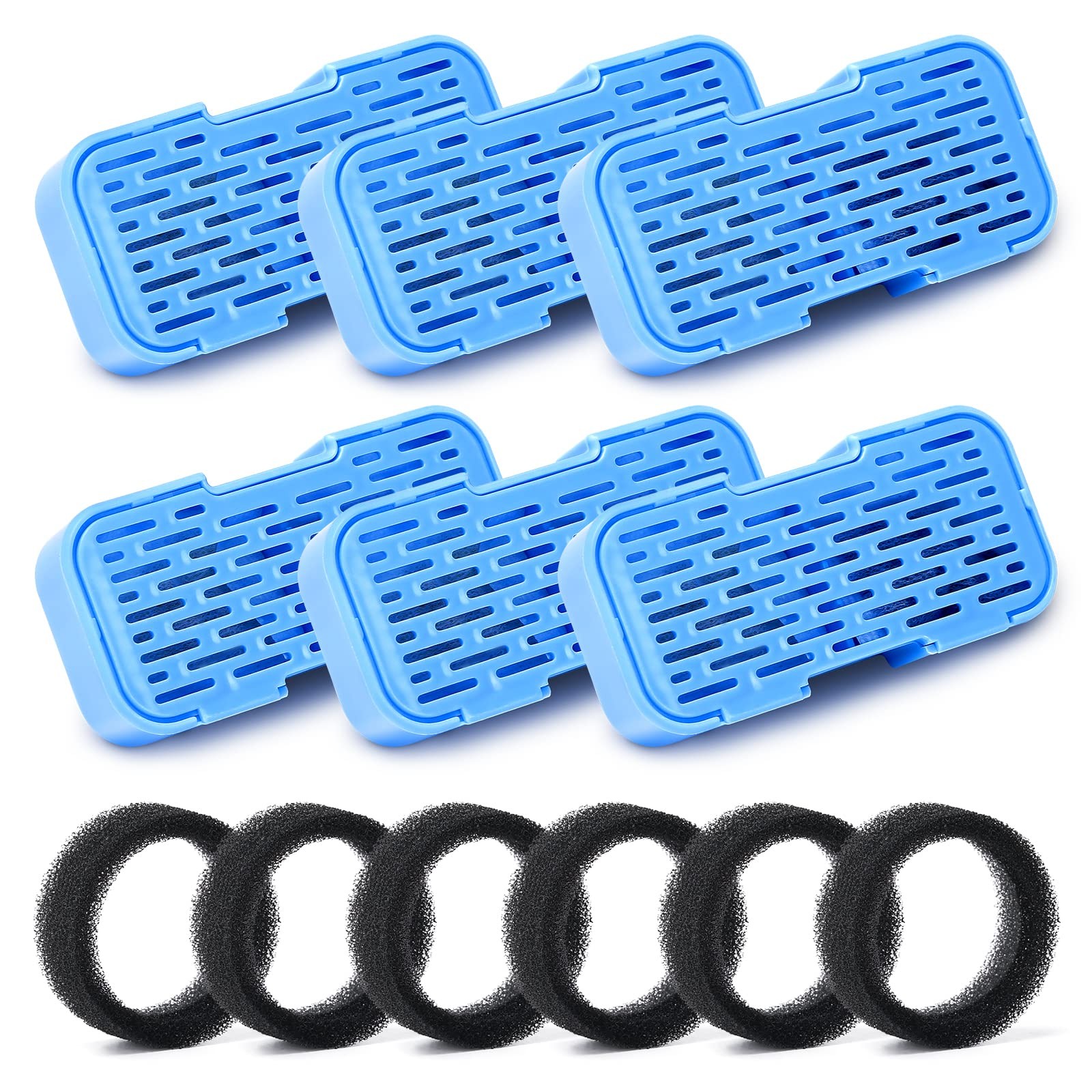 Official Cat Water Fountain Filters, 12 Packs(6 Filters + 6 Sponges) Cat