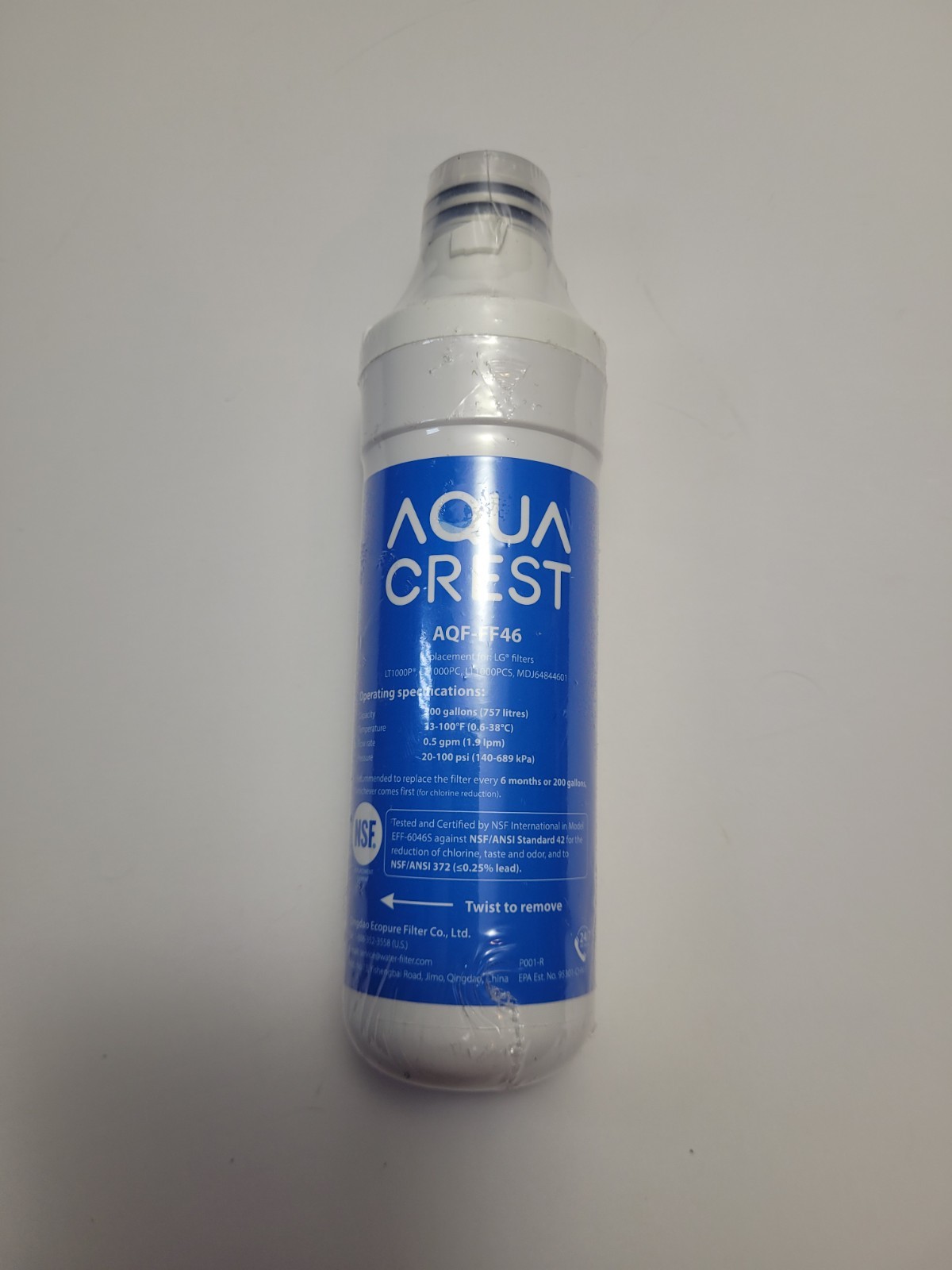 AQUA CREST AQF-FF46 Refrigerator Water Filter Replacement NEW SEALED