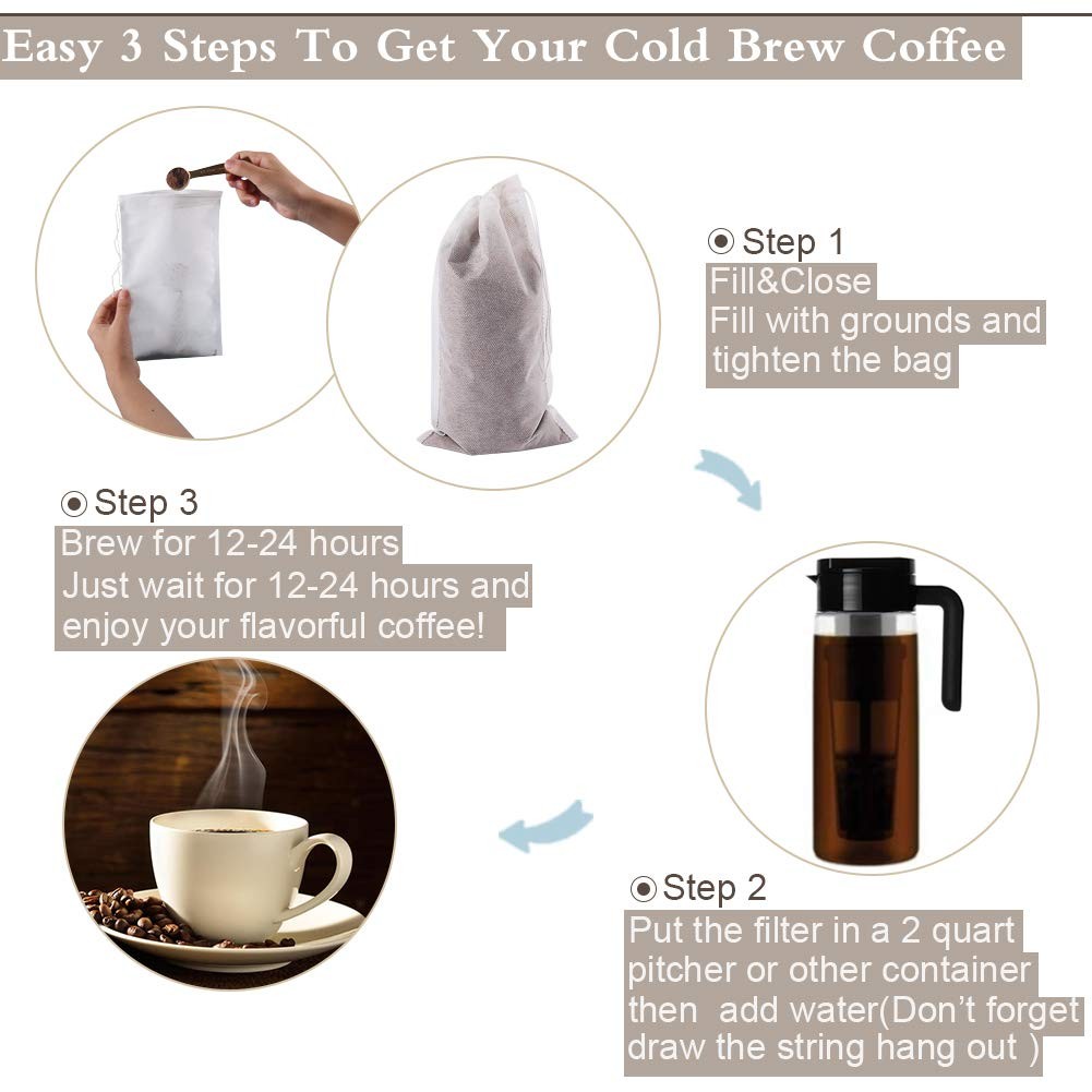 YQL Cold Brew Coffee Filter,50PCS 6X10 Inch No Mess 6X10inch, White