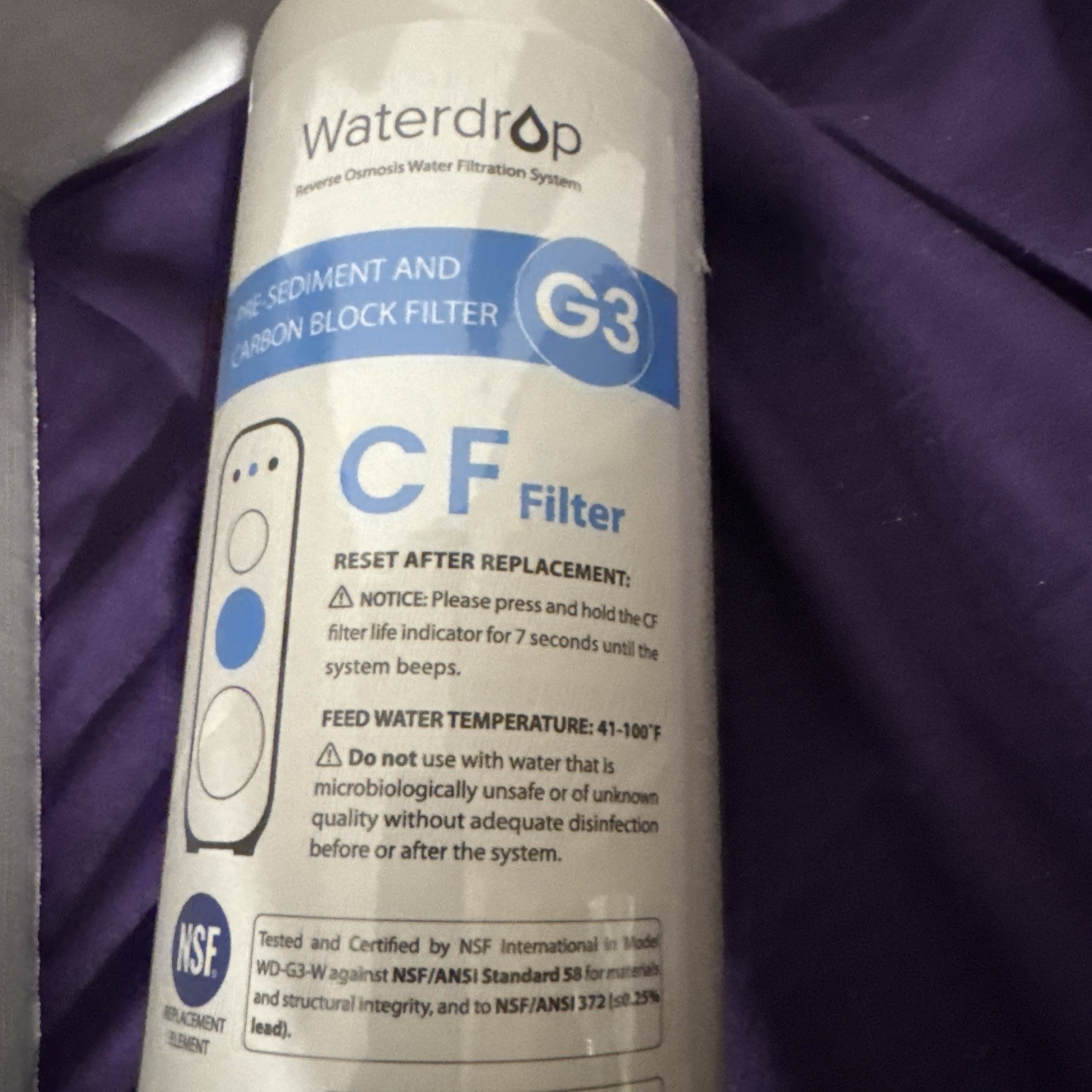 Waterdrop WD-G3-CF Filter, Replacement for WD-G3-W, WD-G3P600 and WD-G3P800-W