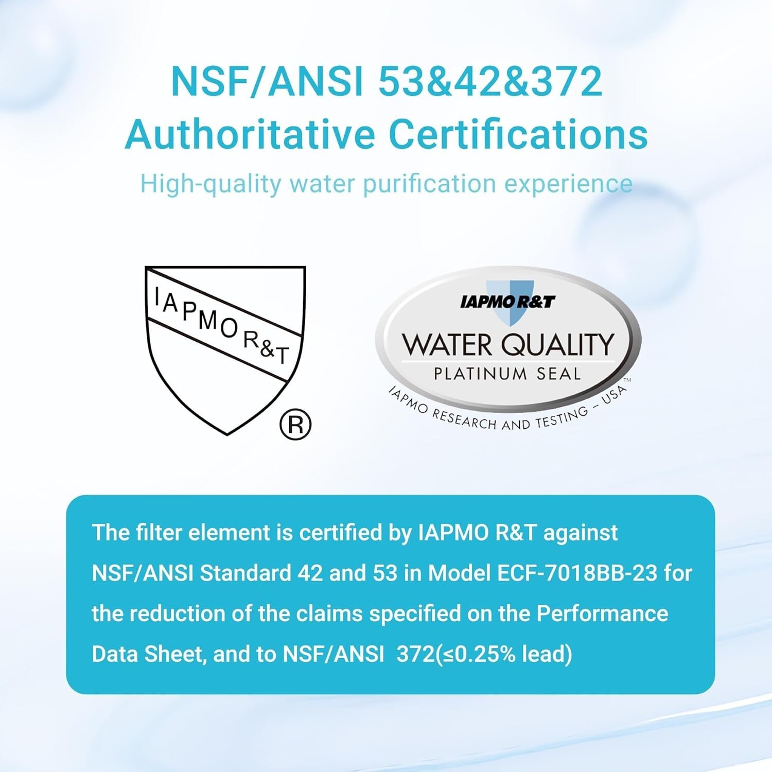 AQUA CREST NSF/ANSI 42,53&372 Certified Multiple-Stage Replacement Water Filters