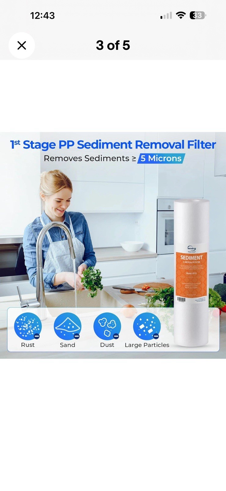 iSpring F7-GAC 1 Year Replacement Filter Cartridge Pack for 5 Stage RO Systems