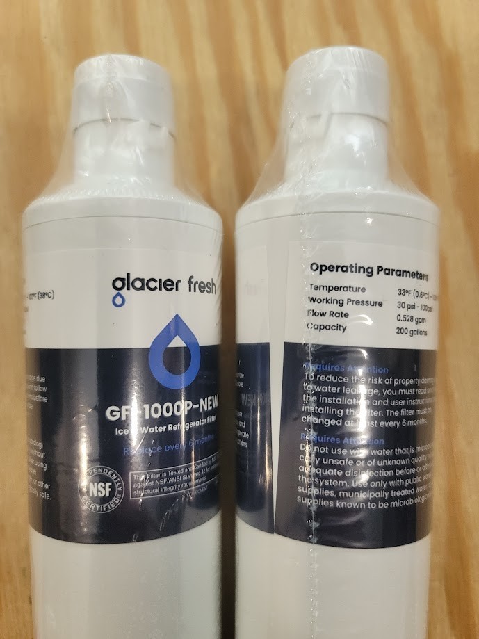 2 PACK Glacier Fresh Refrigerator Water Filter GF-1000P for LT1000PC ADQ747935
