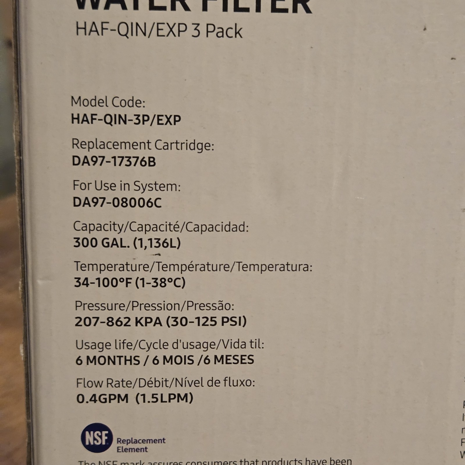 Samsung DA97-1737B HAF-QIN 3P/EXP Refrigerator Water Filter 3 Pack New