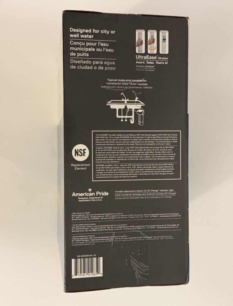 Whirlpool WHEMBF5 Under Sink Water Purifier System & Filters for WHEMB40 SEALED