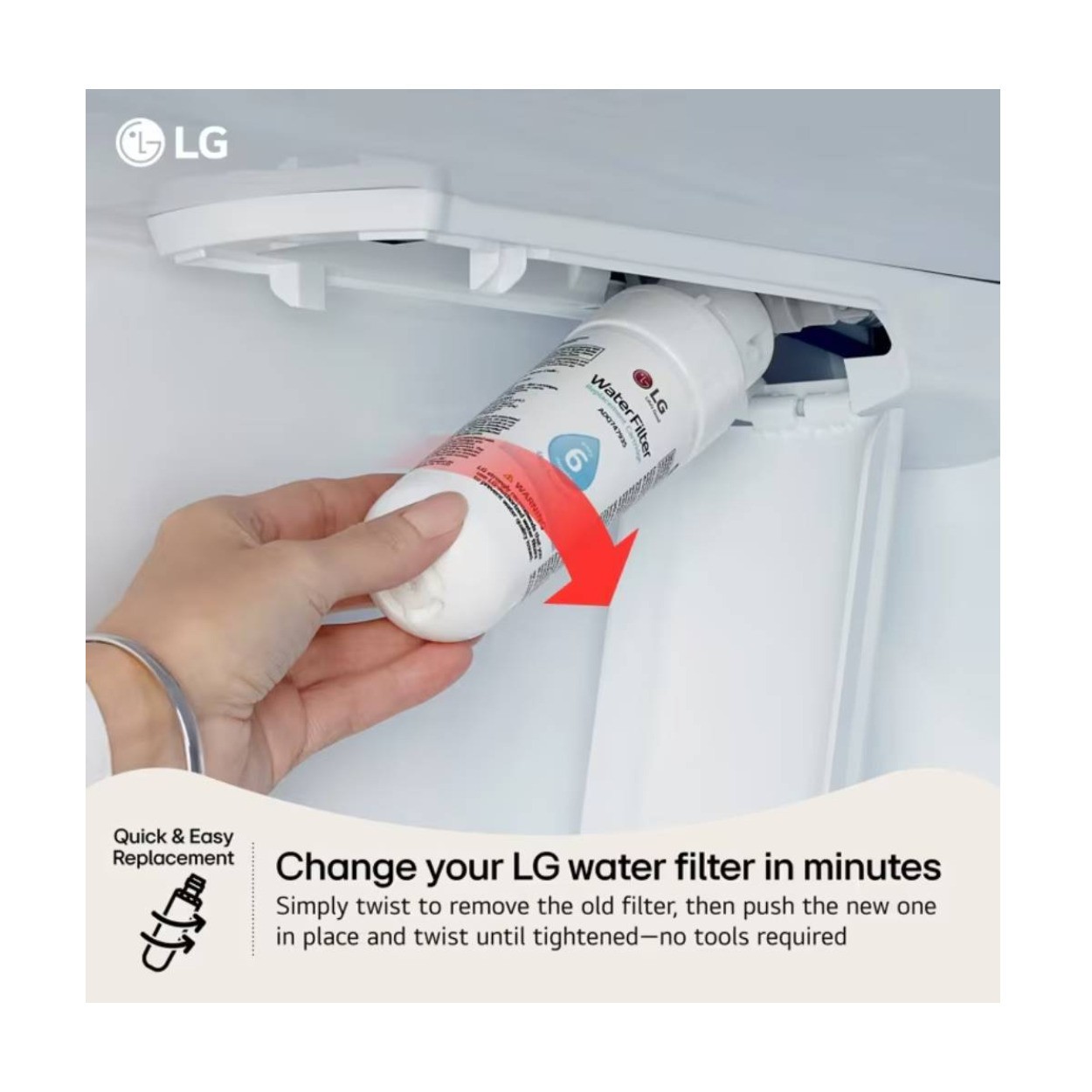 LG Genuine LT600P 6 Month/300 Gal Replacement Refrigerator Water Filter (White)